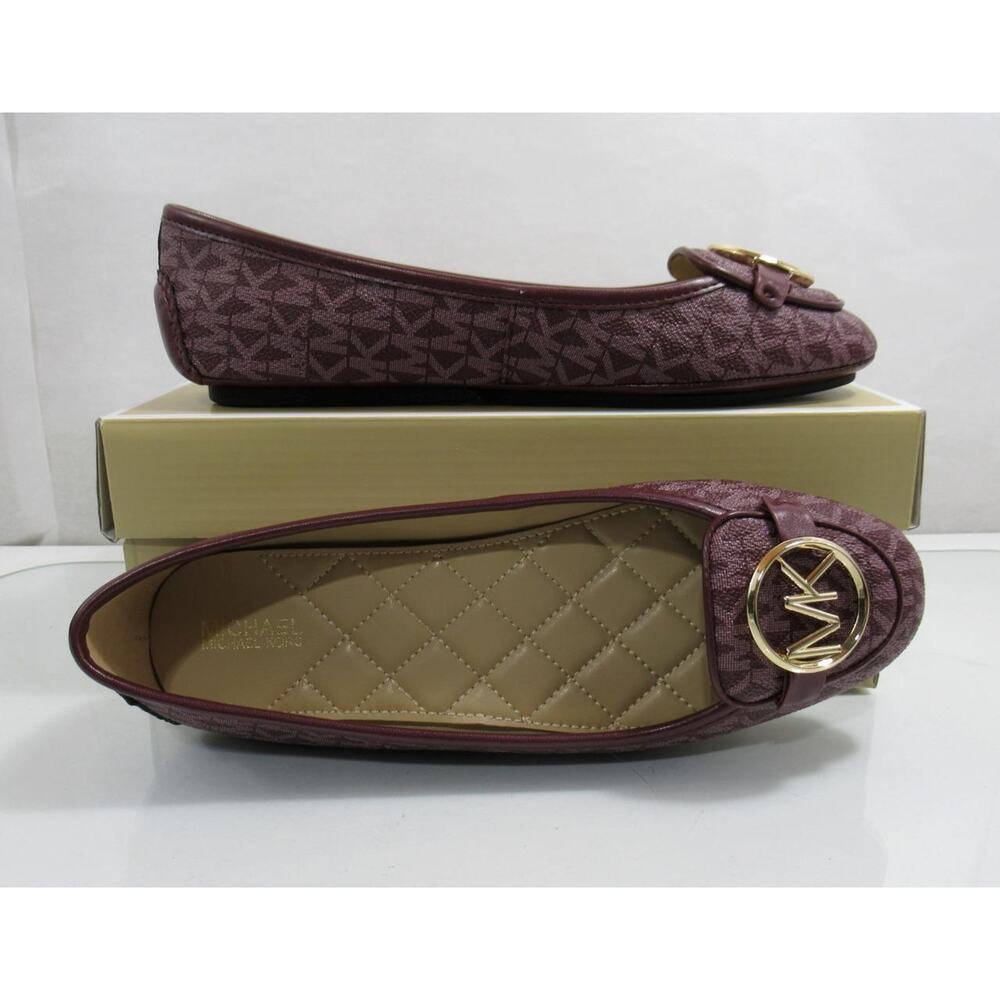 Michael Kors Lillie Moccasin Flat Shoes MK Signature Merlot Burgundy  Size 7.5 - Picture 8 of 9